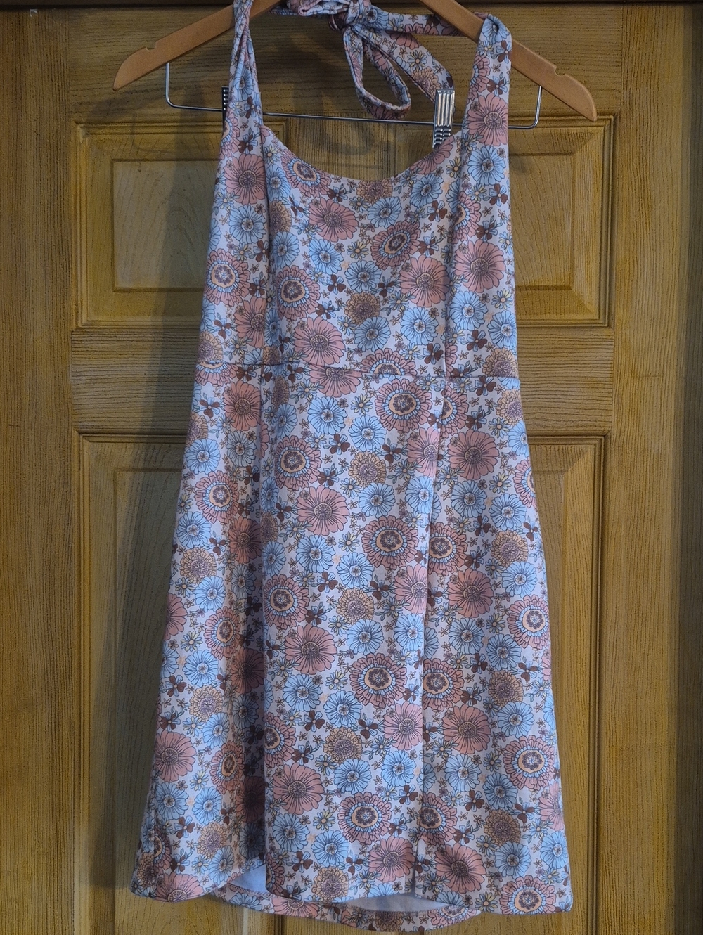 Floral Halter Sundress in Pink & Blue By Altar'd State Size Large Stretchy Boho